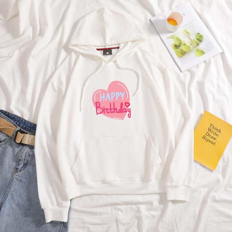 Compra Sudaderas Con Capucha Para Mujer Sudaderas Autumn En Forma De  Corazón Feliz Cumpleaños Letter Sudadera Sudadera Mujeres Tops Kawaii  Sudadera Con Capucha De Algodón De Gran Tamaño Barato | Entrega Rápida