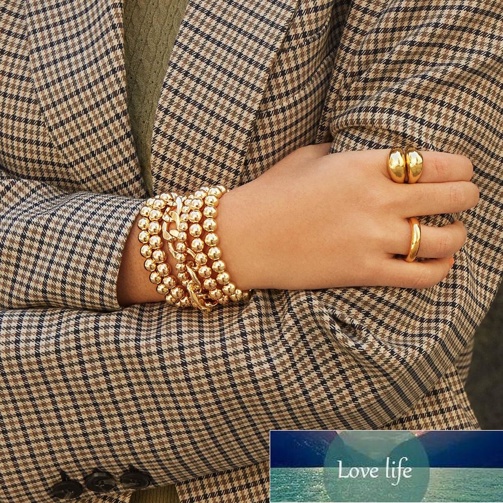 Color de oro minimalista Anillos gruesos moda Círculo redondo geométrico de moda para Anillos