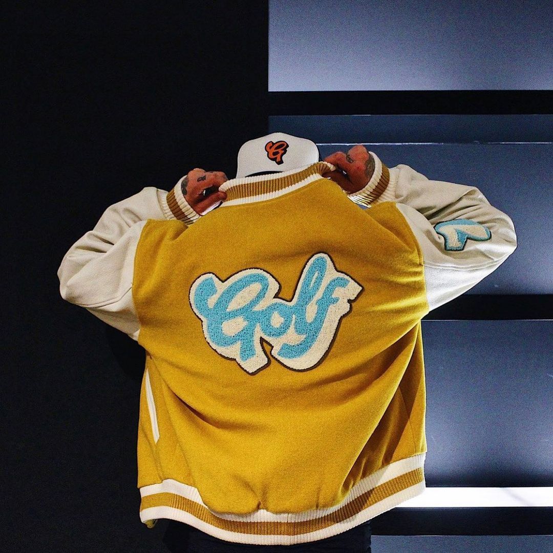 GOLF WANG  DIRT LETTERMAN JACKET MUSTARD スタジャン ジャケット/アウター メンズ ビジネス