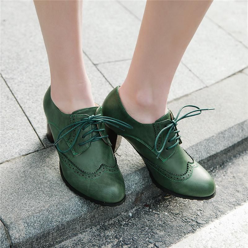 Dress Shoes Women Brogue High Heels 