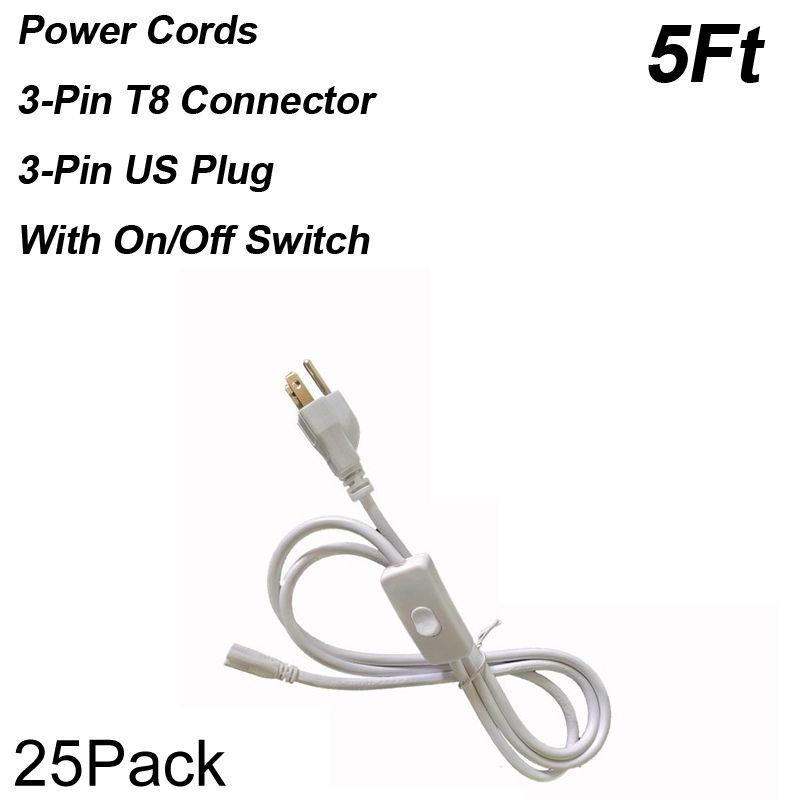 5Ft 3Pin US Plug avec Switch