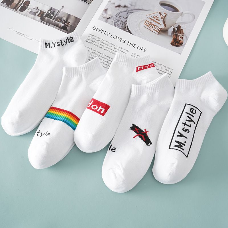 Men's Cartoon Alphabet Rainbow Japanese Anime Funny Cotton socks Spring And Summer Breathable Ladies White Casual Socks New 2021 Men's Cartoon Alphabet Rainbow Japanese Anime Funny Cotton socks Spring And Summer Breathable Ladies White Casual Socks New 2021