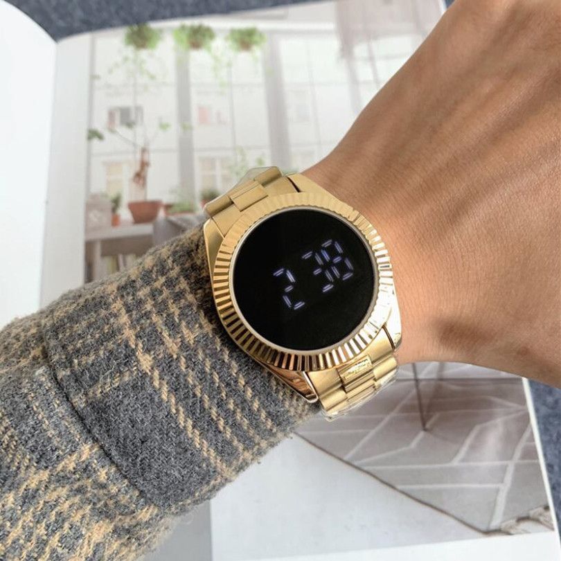 Acquistare Argento Gold LED Touch Screen Screen Orologio Da Uomo Famoso Orologio  Da Polso In Acciaio Inox Rosso Blu Luce Moda Logo Marchio Digital Sports  Mens Uomo Di Lusso Orologi Orologio Montre