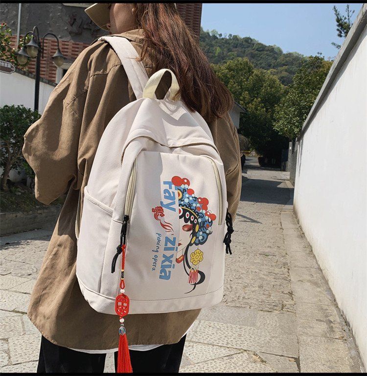 Mochila de estilo chino de moda de diseñador Mochila de clase Clase Bolsos diseñados para adolescentes Viajes de nylon para mujer mochilas para hombre