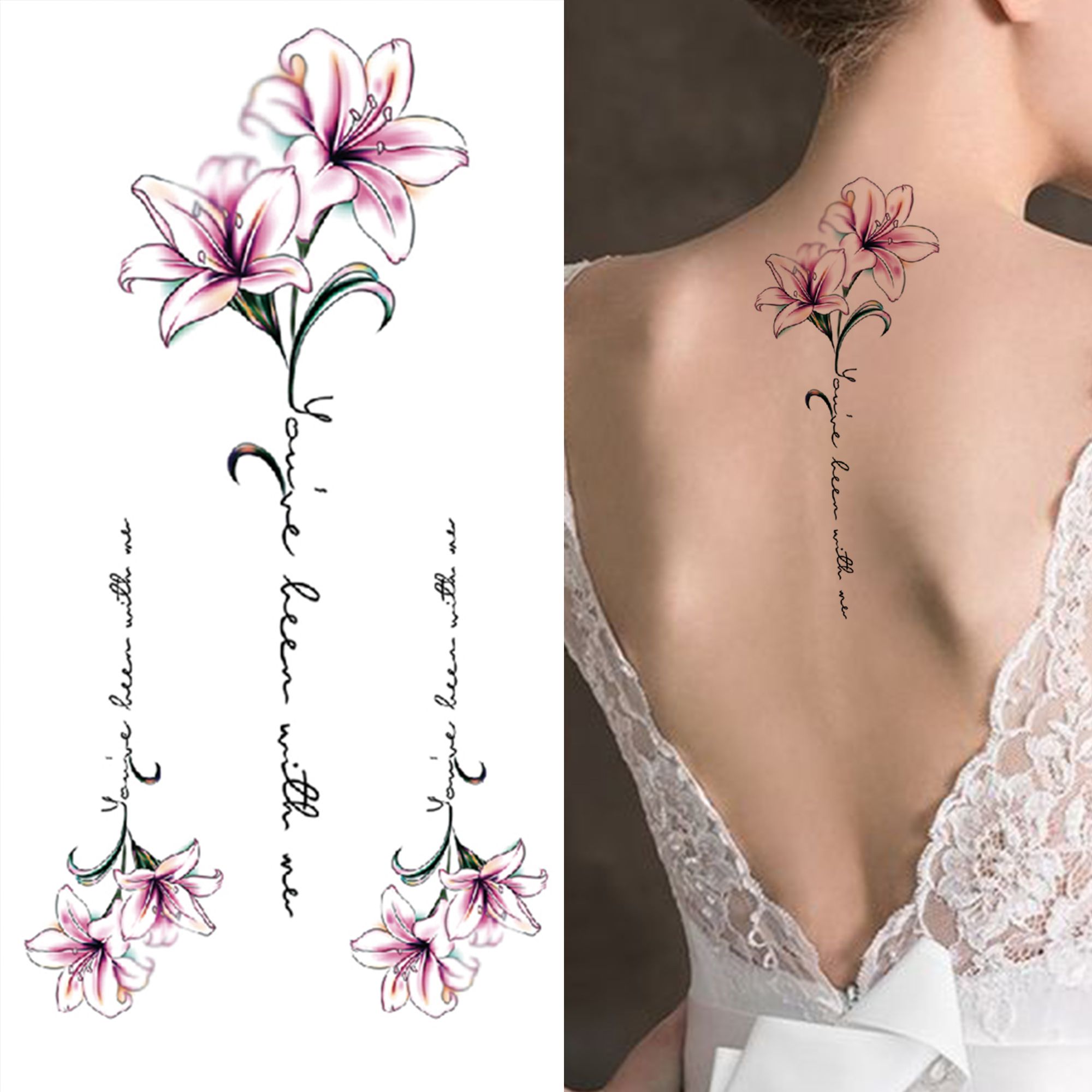 Perfectionslily Chainsの花の一時的なタトゥーのための女の子のローズスネークロータスタトゥーのステッカー黒蝶偽のボディアートタト ストックバック 安い購入 短納期と品質 Jp Dhgate