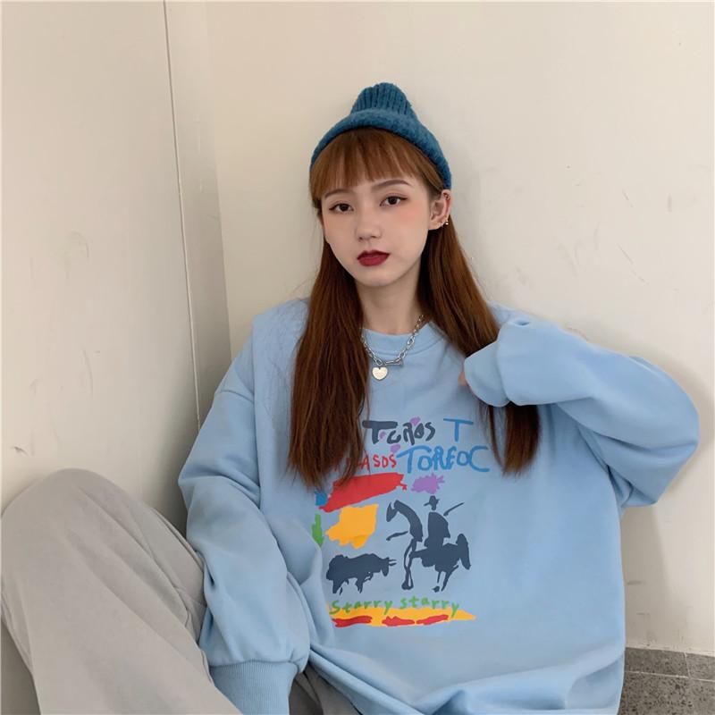 Compra Sudaderas Con Capucha Para Mujer Sudaderas Coreanas Color Graffiti  Kawaii Sudadera Sudadera Ropa Linda Dulce Pareja Tops Tops Camisa De Fondo  AUTUM Barato | Entrega Rápida Y Calidad | Es.Dhgate