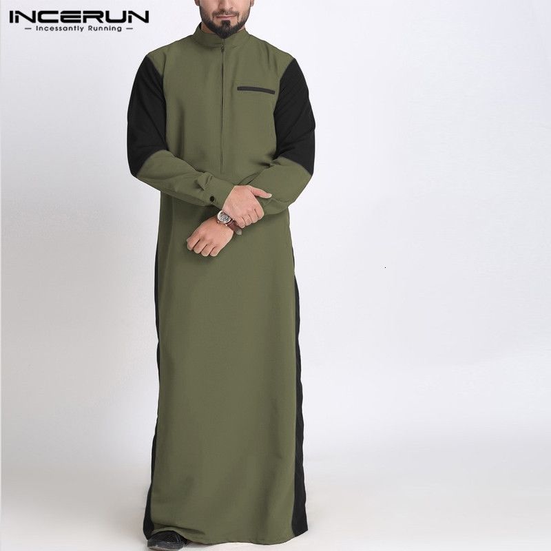 INCERUN Muslim Men Kaftan Islamic Robes 