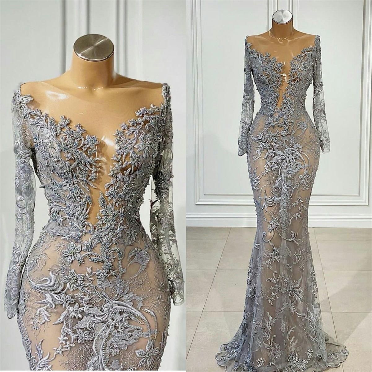 acoso Ascensor despreciar Sexy vestidos de noche transparentes apliques de encaje manga larga sirena vestidos de baile para mujeres ocasión especial Vestido de novia acoso Ascensor despreciar Sexy vestidos de noche transparentes apliques de encaje manga larga sirena vestidos de baile para mujeres ocasión especial Vestido de novia
