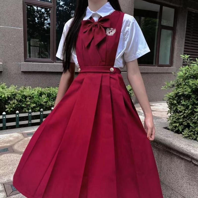 Conjuntos De Ropa Uniforme Escolar Japonés Sundress Blusa + Vestido Corbata Ropa Chica JK Sailor Traje Anime Estudiante Cosplay Preepy De 24,04 € | DHgate