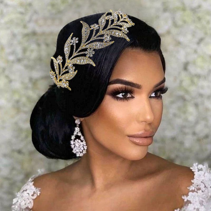 Alloy Leaf Bridal Hair Accessories HeadPieces Crystal Crown Rhinestone Headband Wedding Tiara Headwear Alloy Leaf Bridal Hair Accessories HeadPieces Crystal Crown Rhinestone Headband Wedding Tiara Headwear