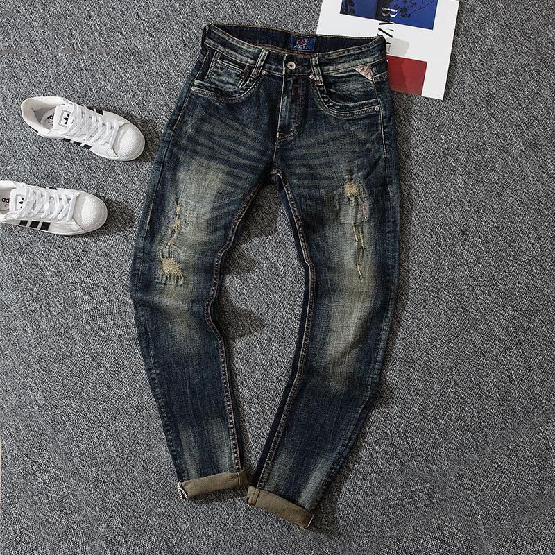 Compra Hombres De Moda Italiana Jeans Retro Negro Azul Elástico Delgado  Delgado Rasgado De Alta Calidad Diseñador De Vintage Casual Pantalones De  Mezclilla Barato | Entrega Rápida Y Calidad | Es.Dhgate