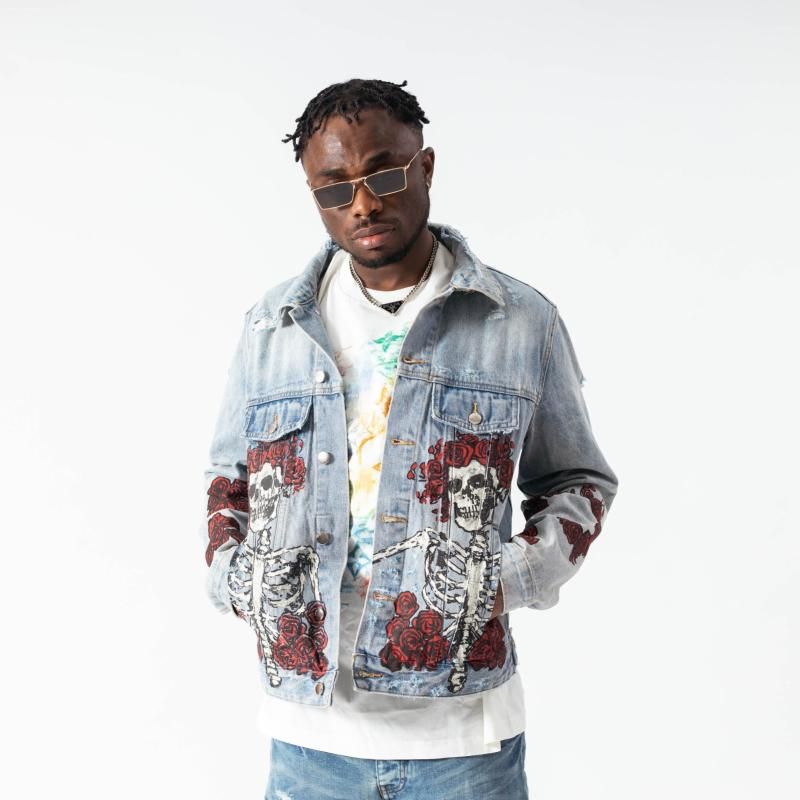 Mens Jackets Jacket Ripped Denim Rose 