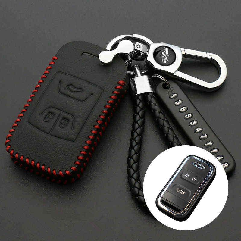 Leather Car Key Holder Bag Car Accessories Car Leather Key Case 3 smart key 