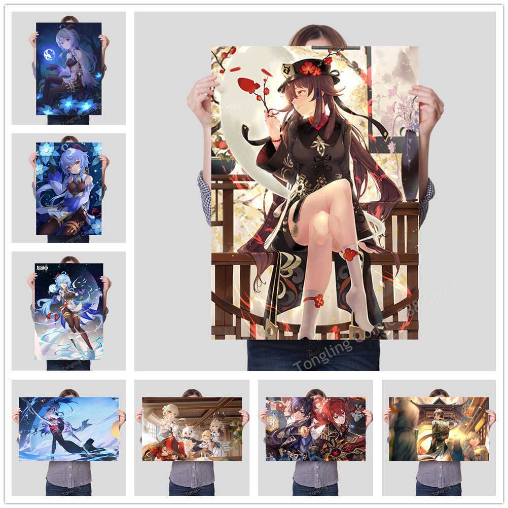 Hot Genshin Impact Anime Poster Game Surrounding Canvas Painting Cartoon  Wall Art Bar Cafe Kid Room Dorm Bedroom Decor Aesthetic Y0927
