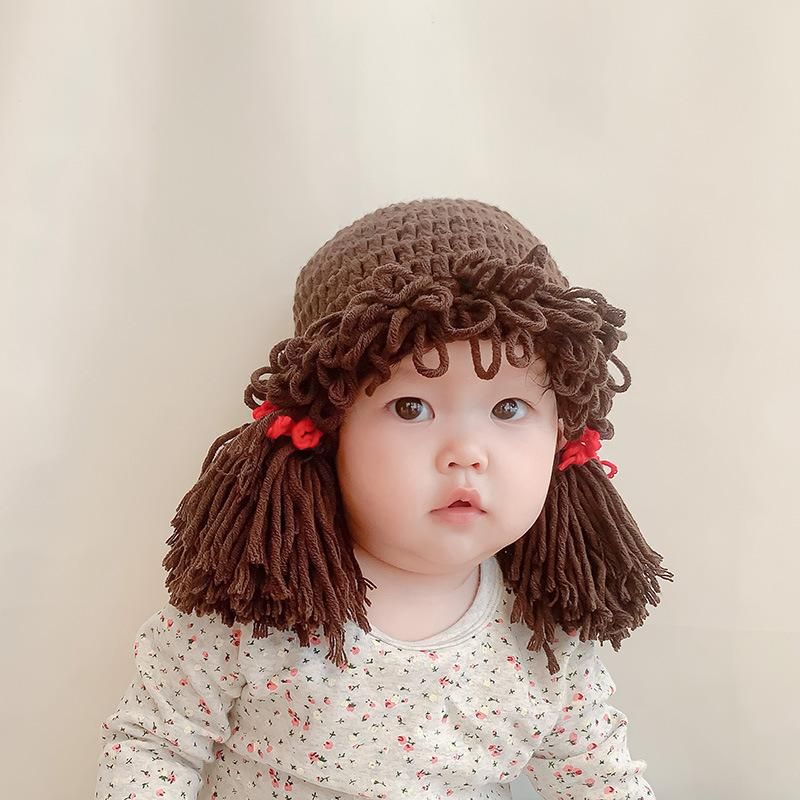 Caps & Hats Baby Wig Hat Korean Cute Super Bangs Autumn And Winter Hand Crocheting Braid Woolen Cap Caps & Hats Baby Wig Hat Korean Cute Super Bangs Autumn And Winter Hand Crocheting Braid Woolen Cap