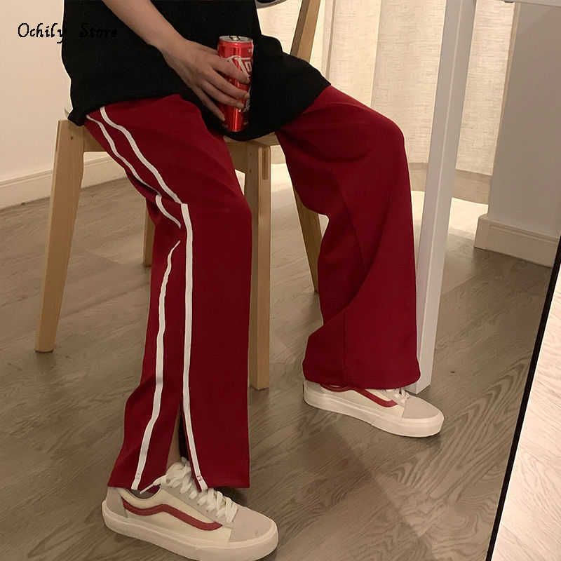 Compre Black Wide Leg Pant Moda 2021 Estilo Coreano Primavera Calças  Mulheres Cintura Alta Cintura Streetwear Stripe Sweatpants Mulheres Q0801  De Yanqin03, $76,11 | Pt.Dhgate.Com
