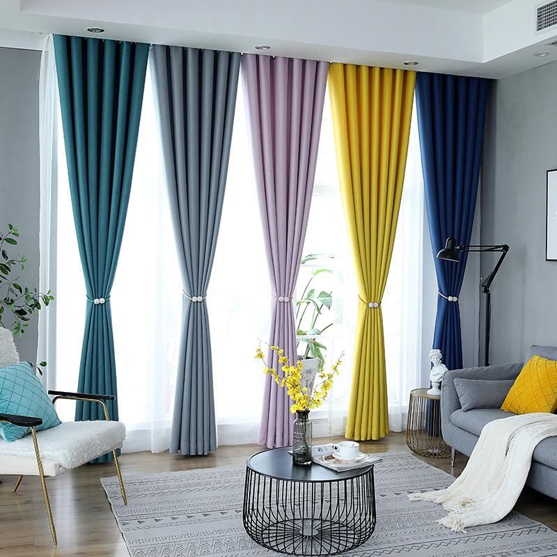 Himno vendedor sí mismo Cortinas cortinas coloridas cortinas de lino sólido para la calidad de la  sala de estar de