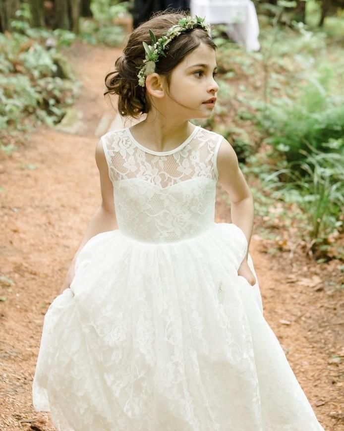 lace ivory flower girl dress