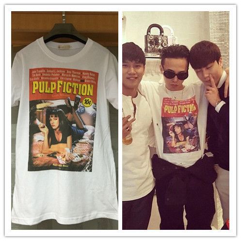 Hcmx Bigbang G Dragon Style Pulp Fiction Poster White T Shirts From Coosenttechnology 14 09 Dhgate Com
