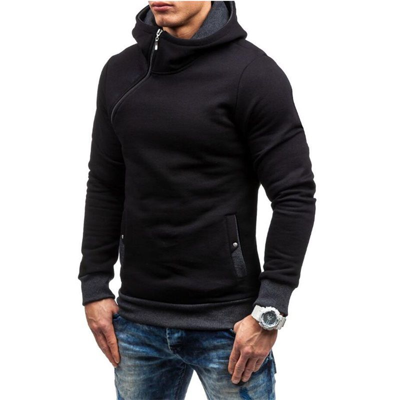 mens fitted zip up moletom com capuzs