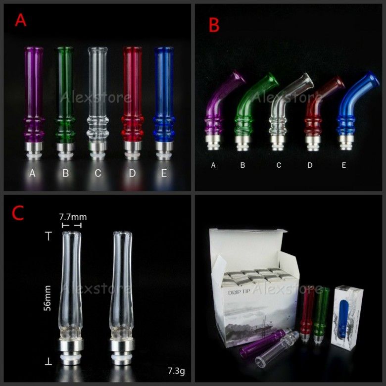 Pyrex Glass 510 Ego Drip Tips Long Drip Tip Covers Bend Mouthpiece