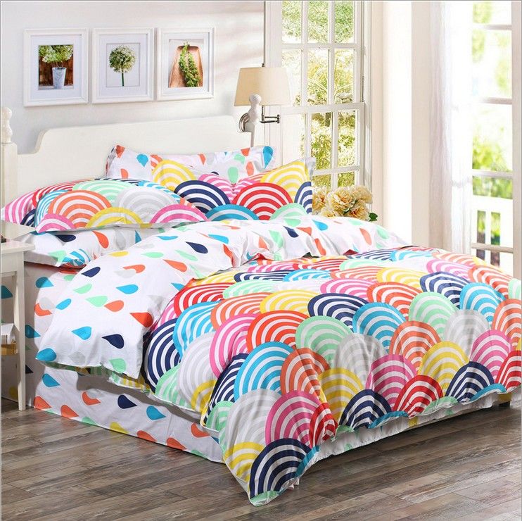 2015 Organic Cotton Bedding Sets Cotton Rainbow Printed Duvet