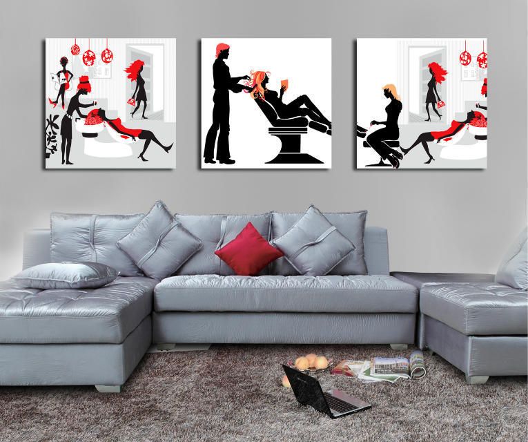 DXZJN Modern Wall Art Pictures Home Decor Barbiere Poster 5 Pannelli Parrucchiere Poster per Parrucchieri Pittura Stampata HD 5 Dipinti su Tela Quadro su Tela Cinque 5 Tele Senza Telaio 150 100CM 