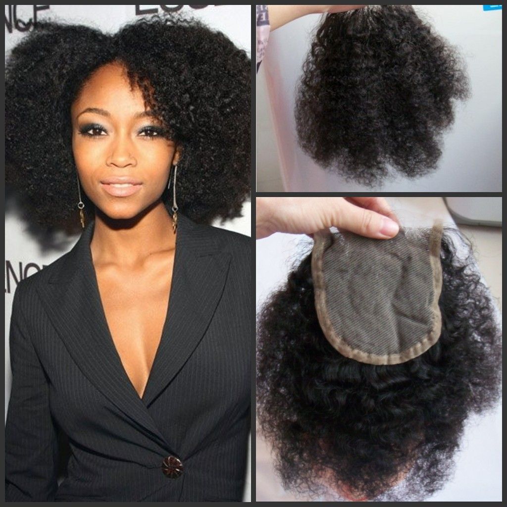 Exclusive Shop Afro Kinky Curly Top Lace Closure Virgin Hair Swiss
