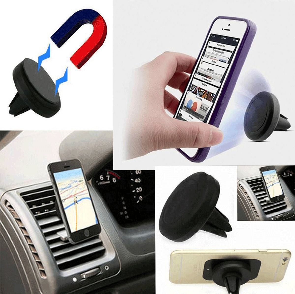 Teléfono Celular Móvil Magnético Car Mount Holder Soporte de ventilación de aire iPhone GPS Samsung UK 