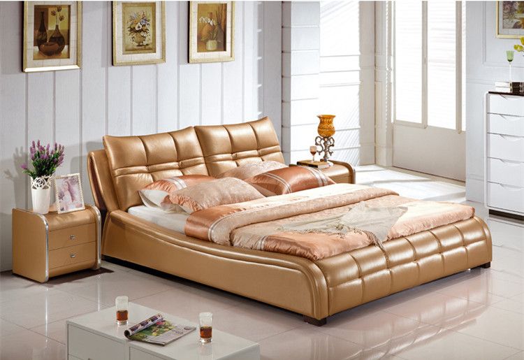 2019 Genuine Leather Bed Luxury Style Golden Simple Fasion Double Person Good Quality 180 200cma36d From Yedy110610 502 52 Dhgate Com