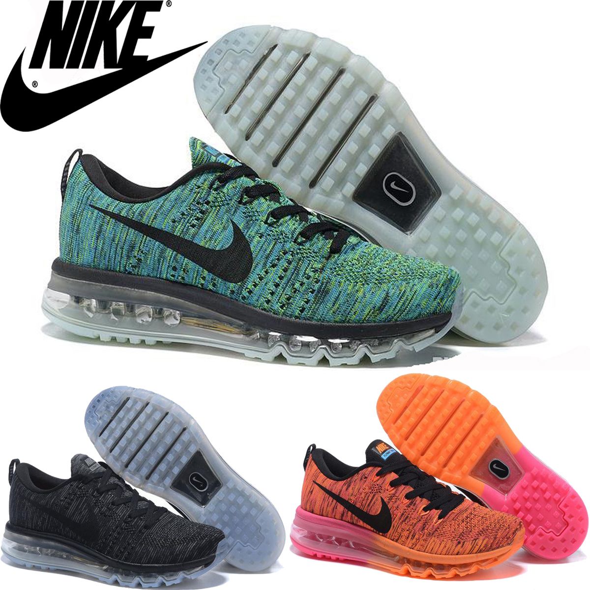 Nike Flyknit Air Max 2015 Mensor para hombre Running Womens Running, 100% original Men