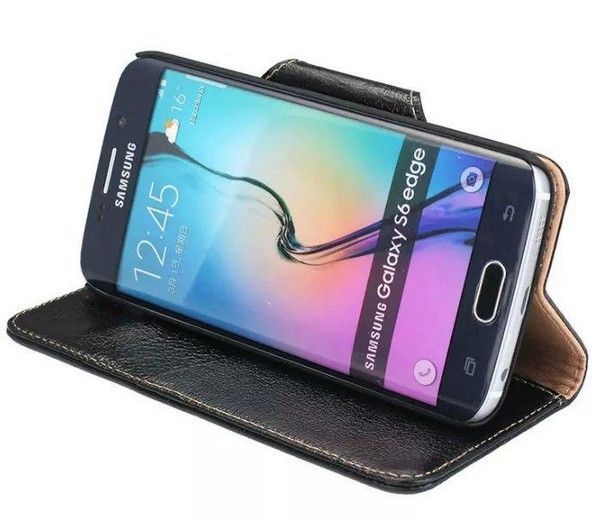 para Samsung S6 Edge Funda Flip Purse Brand Wallet Funda de cuero de silicona