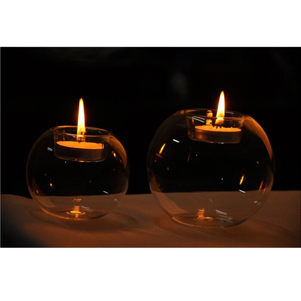 10 un sostenedores de vela de vidrio claro Bola Boda Pieza Central Portacandelitas de las decoraciones