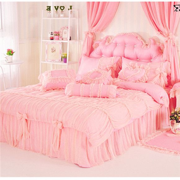 Luxury Lace Princess Crib Kids Bedding Sets Romantic Pure Cotton