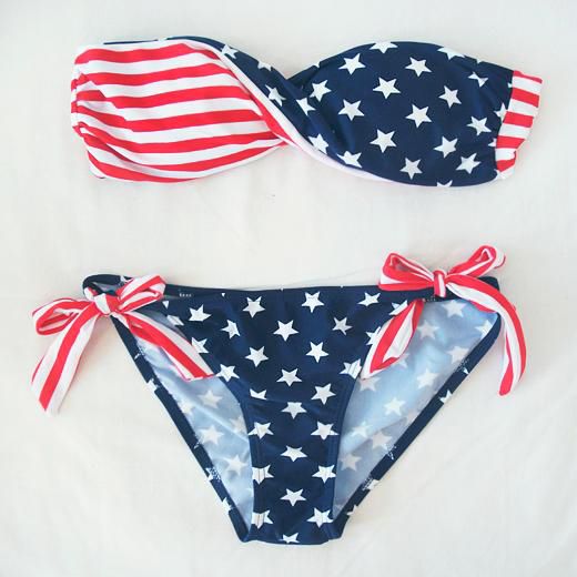Wholesale BRAND American Flag Bikini Summer Lady Push Up Padded USA