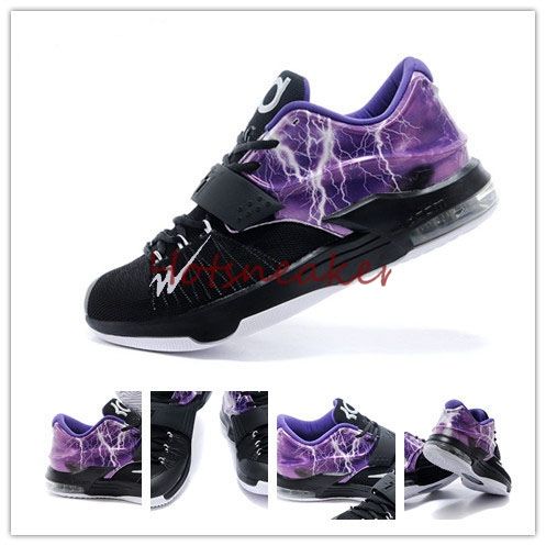New With Box Kevin Durant KD VII 7 Lightning Mens Basketball Shoes Black / Electric Purple 