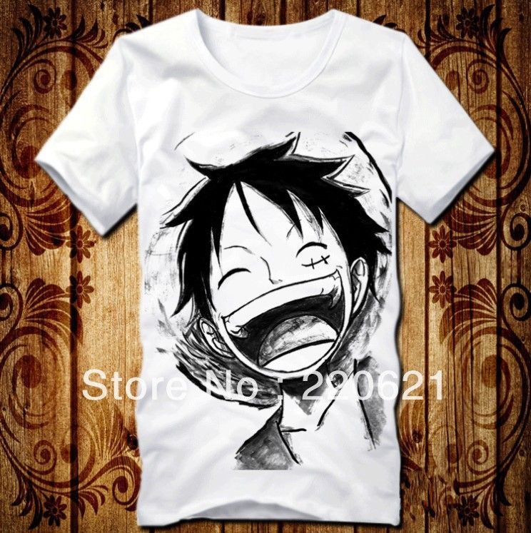Anime One Piece Clothing Luffy Laughing Costume White T-shirt 7 Types Anime One Piece Clothing Luffy Laughing Costume White T-shirt 7 Types