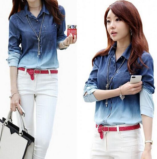 long sleeve denim shirt womens