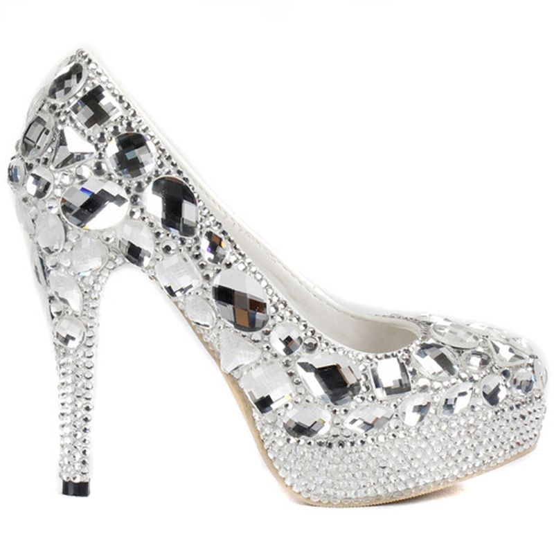 silver evening shoes