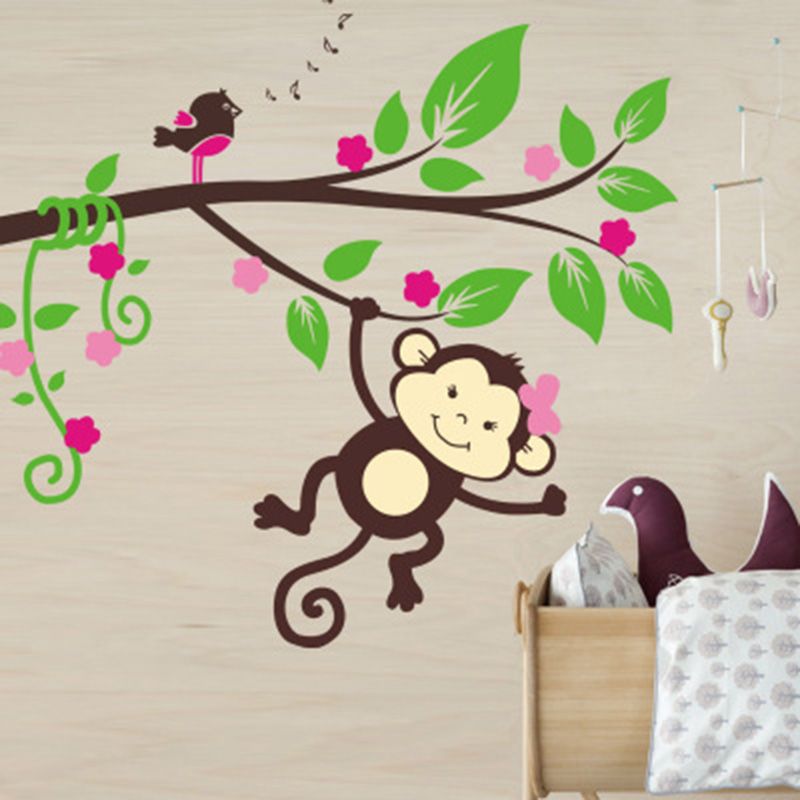 Wholesale And Retail Cartoon Monkey Tree Branches Birds Music Note Wall Decals Home Decor Kids Room Nursery Decoration Wall Mural Poster Decorative Graphic From Magicforwall 3 81 Dhgate Com