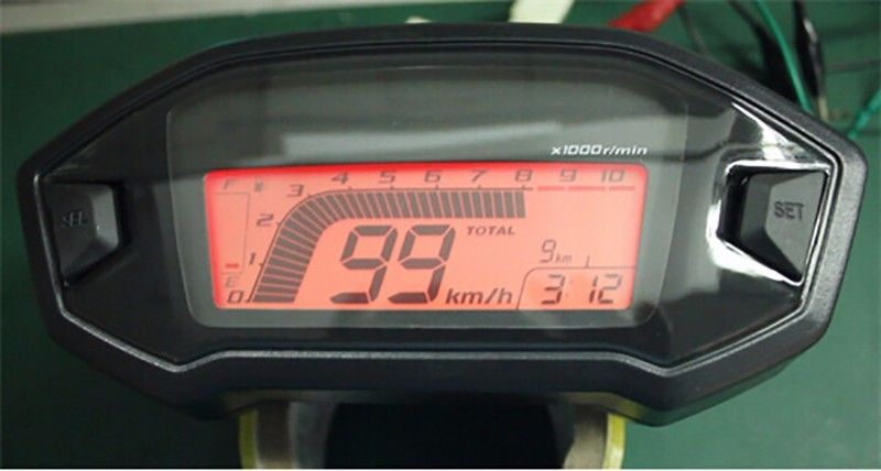 7 Colors Backlight Motorcycle LCD Digital Speedometer Odometer Tachometer Gauge