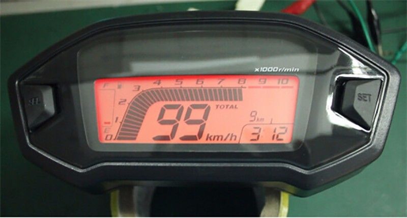 Universal Motorcycle LCD Digital Speedometer Odometer Gauge 7 Colors Backlight