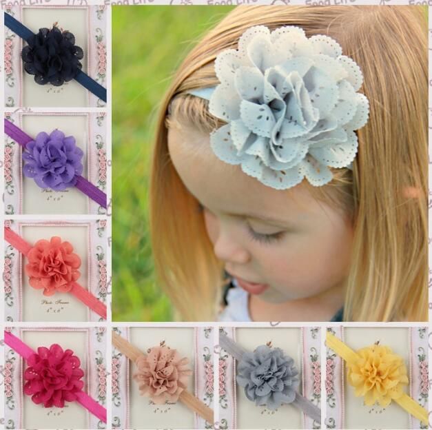 50 Stück 2,5-Zoll-Mode-Blumenstirnband Mädchen hohle Gewebeblumenhaarband Kind Mädchen Neugeborenen Haarfarbe 15 Farbe TO344