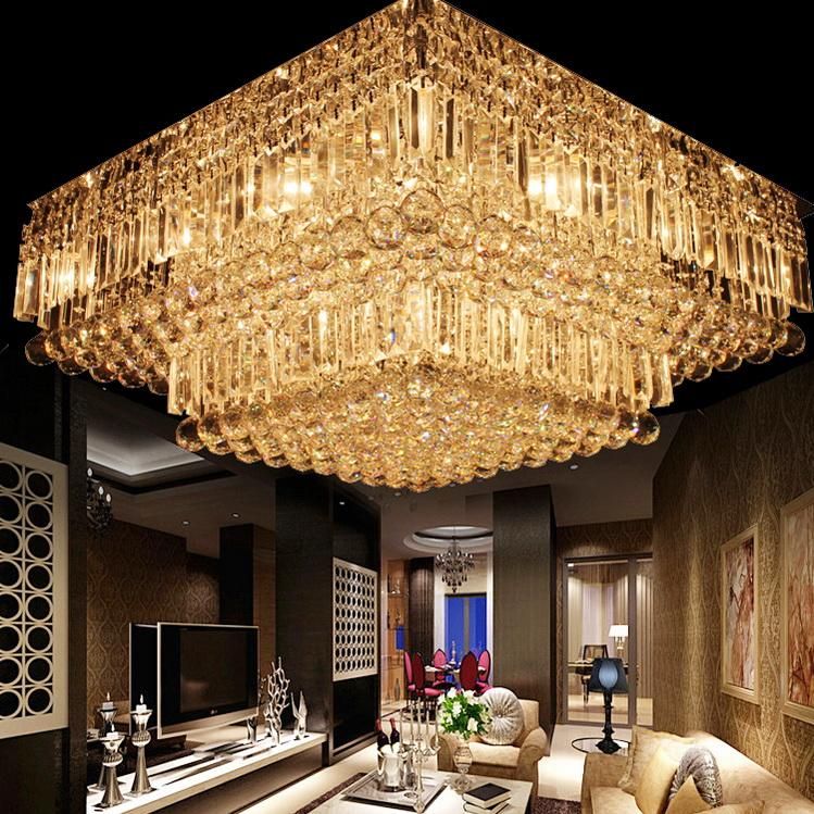 Modern K9 Crystal Ceiling Chandelier Clear Lighting Fixture Modern K9 Crystal Ceiling Chandelier Clear Lighting Fixture Water Droplets Style Living Room Hotel Villa