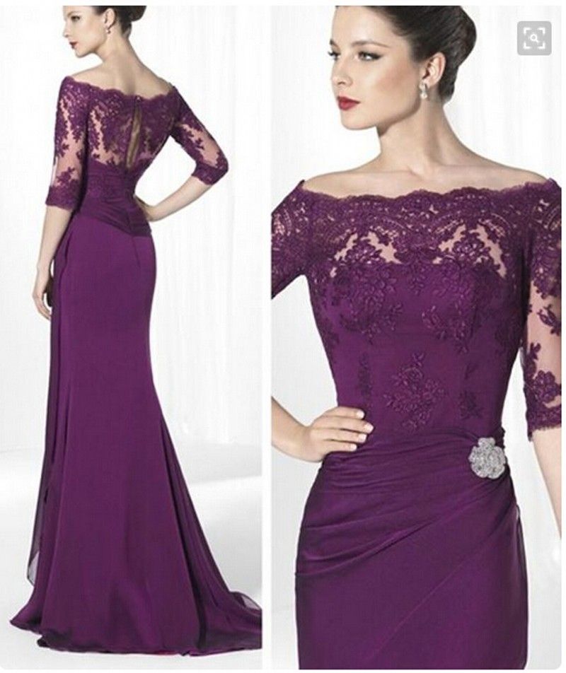 mother of bride purple dress