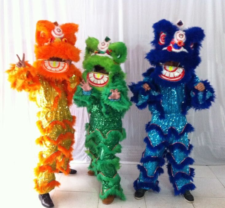Folk Art Lion Dance Mascot Costume Pure Wool Southern Lion For Two Kids