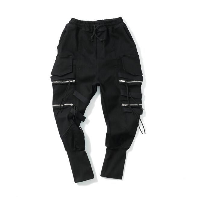 black zipper cargo pants