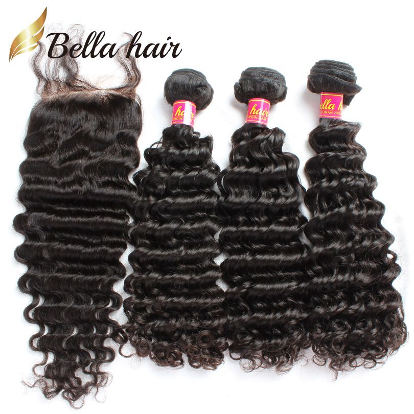 hair weaves with free part closure