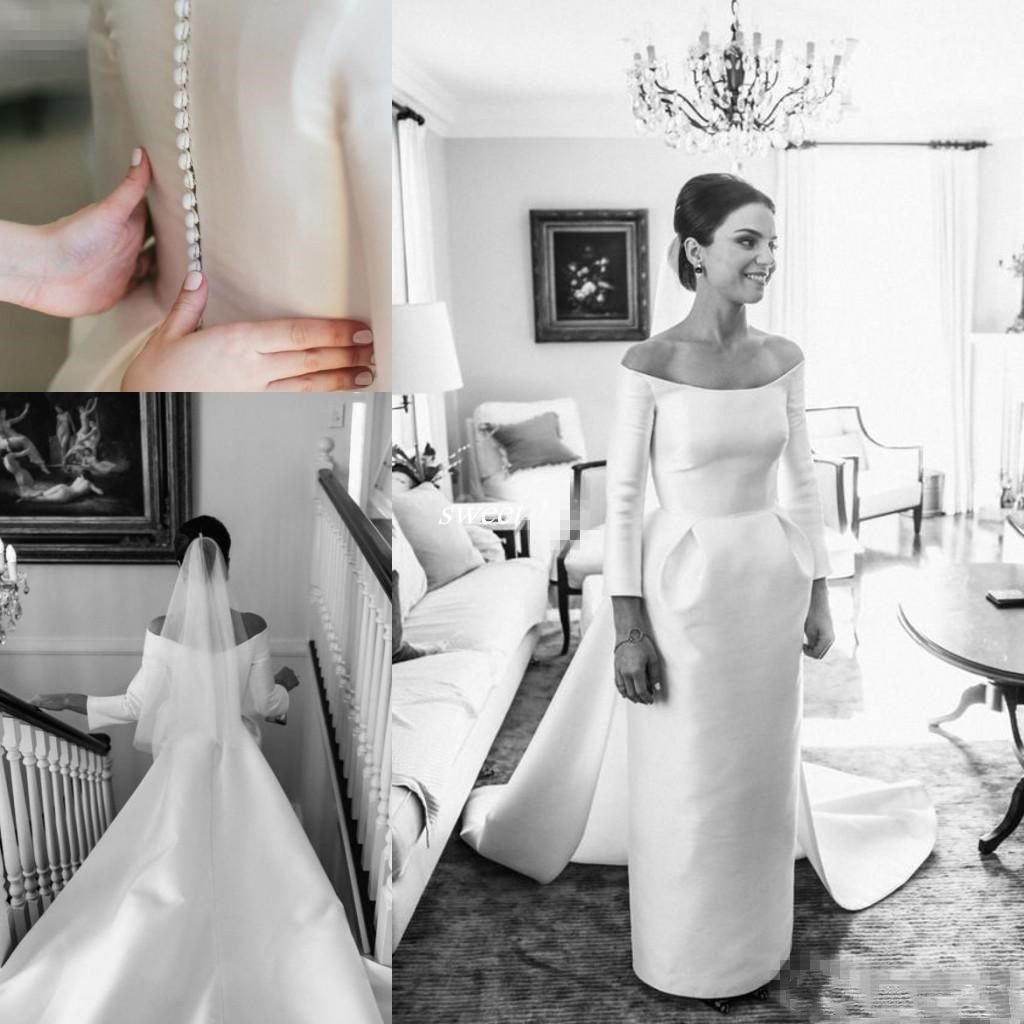 satin column wedding dress