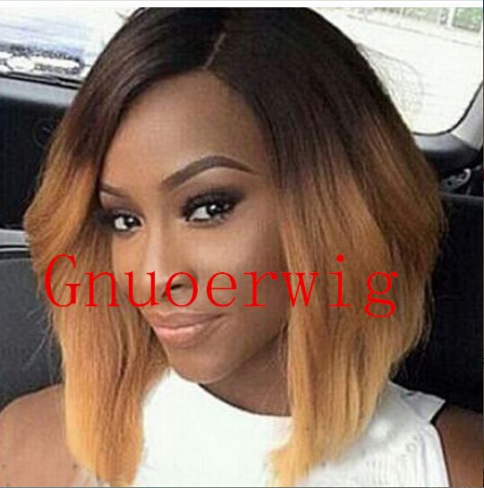 Unprocessed Ombre Color Brown And Blonde Sexy Short Syntheic Hair
